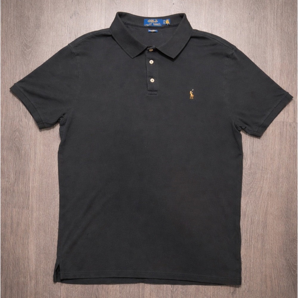 Polo Ralph Lauren Mens Large Classic Fit Short Sleeve Polo Shirt Black Pony Logo